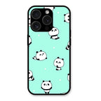 Cute Panda Blue Glass Case Cover For iPhone 15 Pro