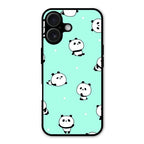 Cute Panda Blue Glass Case Cover For iPhone 16