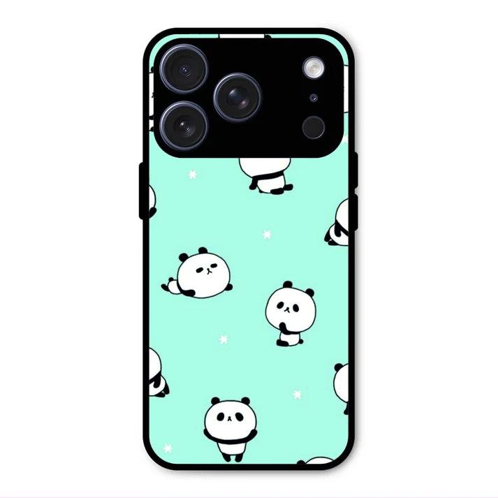 Cute Panda Blue Glass Case Cover For iPhone 17 Pro Max