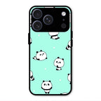 Cute Panda Blue Glass Case Cover For iPhone 17 Pro Max