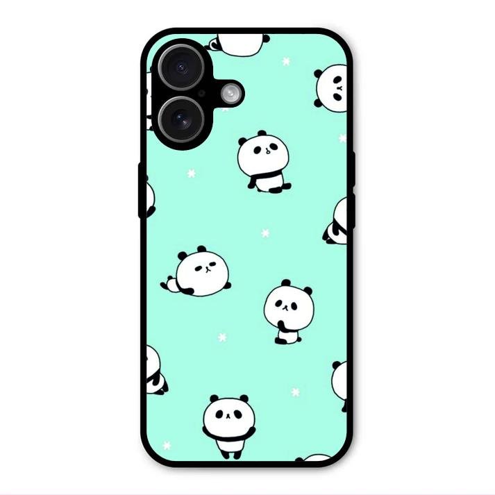 Cute Panda Blue Glass Case Cover For iPhone 17