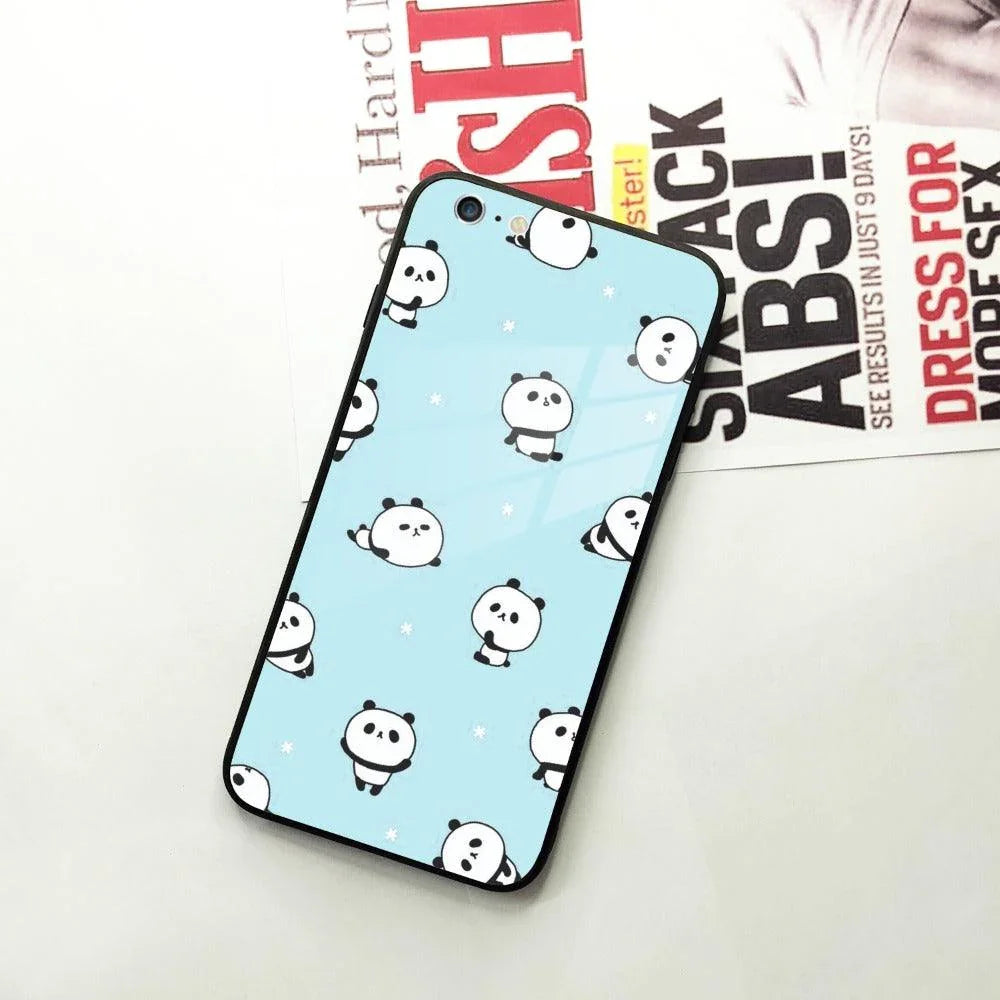 Cute Panda Blue Glass Case Cover For iPhone - ShopOnCliQ
