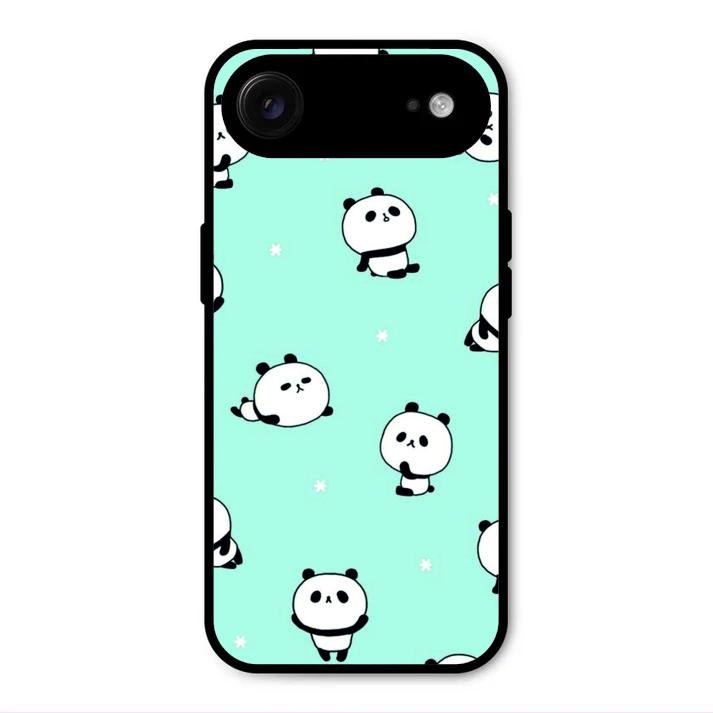 Cute Panda Blue Glass Case Cover For iPhone Air
