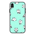 Cute Panda Blue Glass Case Cover For iPhone XR