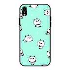 Cute Panda Blue Glass Case Cover For iPhone XR