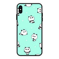 Cute Panda Blue Glass Case Cover For iPhone XS Max