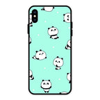 Cute Panda Blue Glass Case Cover For iPhone XS Max