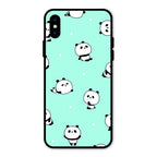 Cute Panda Blue Glass Case Cover For iPhone XS