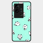 Cute Panda Blue Glass Case Cover For Iqoo 11 5G