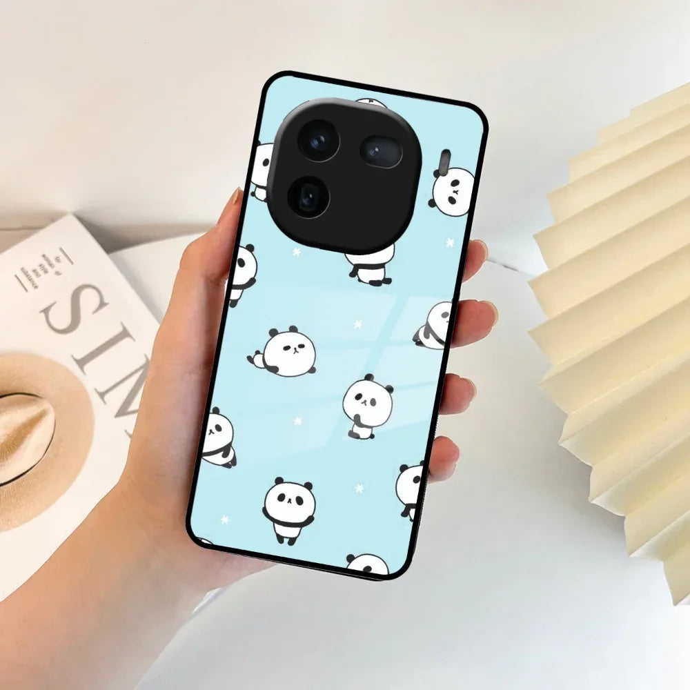 Cute Panda Blue Glass Case Cover For Vivo - ShopOnCliQ