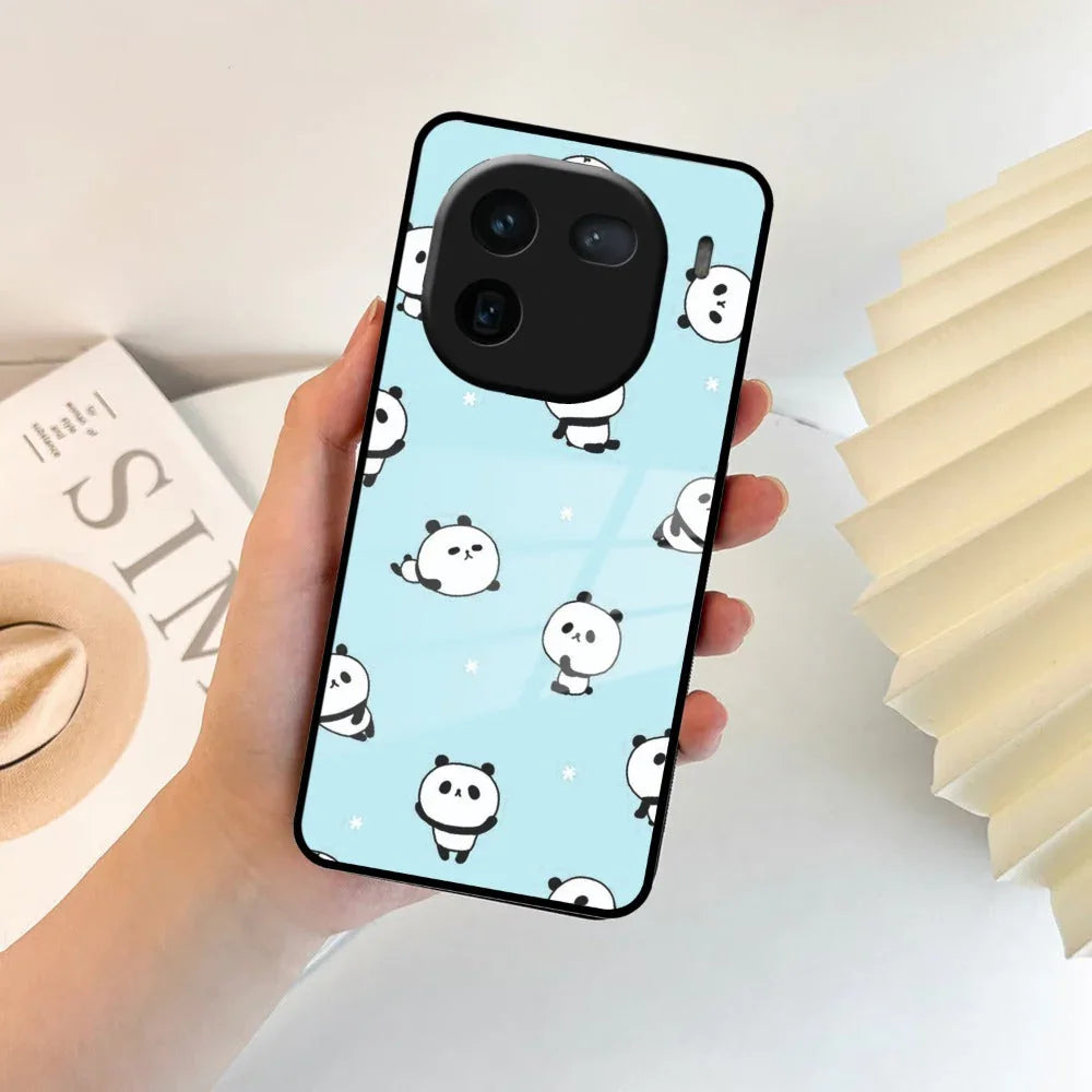Cute Panda Blue Glass Case Cover For iQOO - ShopOnCliQ