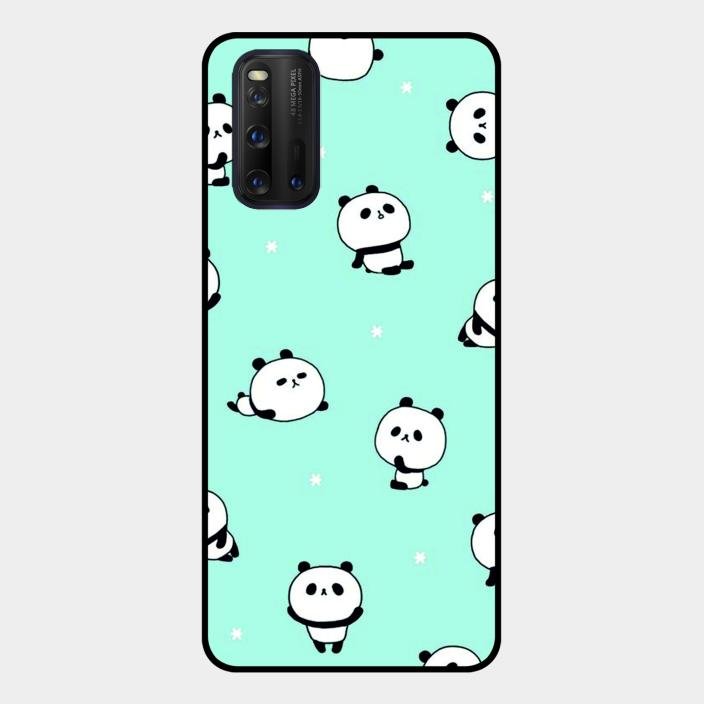 Cute Panda Blue Glass Case Cover For Iqoo 3 5G