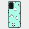 Cute Panda Blue Glass Case Cover For Iqoo 7 Legend 5G