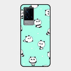 Cute Panda Blue Glass Case Cover For Iqoo 9 5G