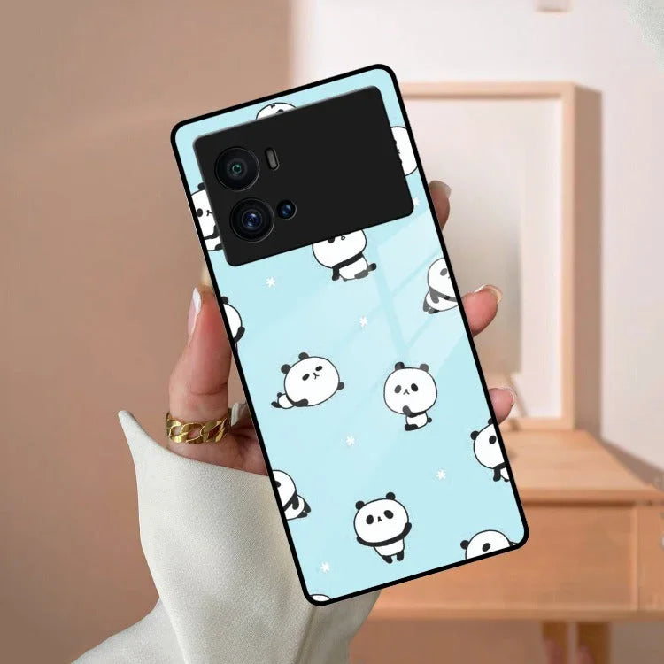 Cute Panda Blue Glass Case Cover For iQOO - ShopOnCliQ
