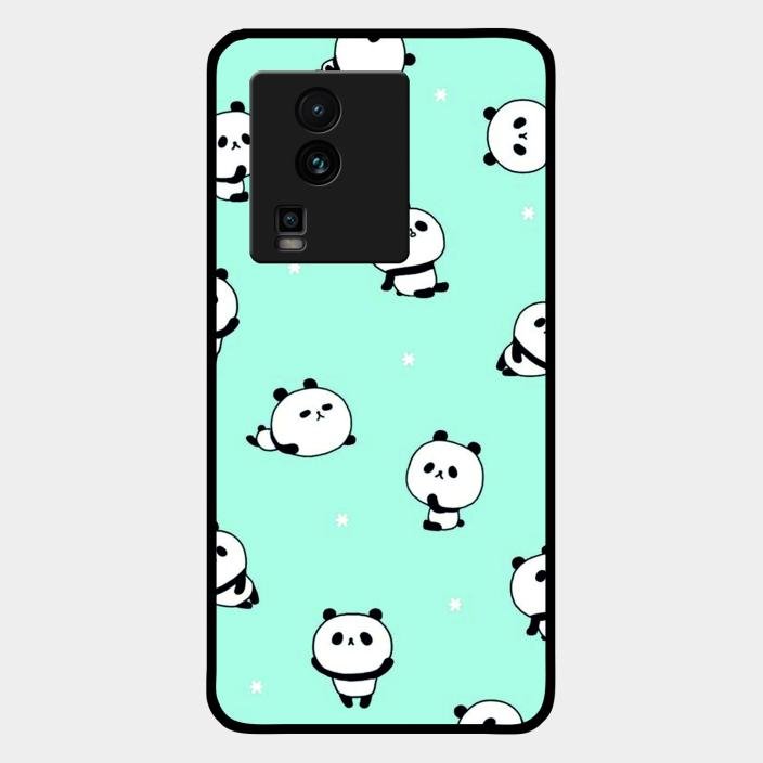 Cute Panda Blue Glass Case Cover For Iqoo Neo 7 Pro 5G