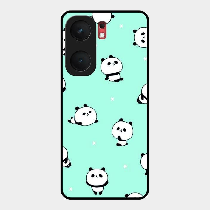 Cute Panda Blue Glass Case Cover For Iqoo Neo 9 Pro 5G