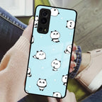 Cute Panda Blue Glass Case Cover For Vivo - ShopOnCliQ