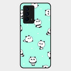 Cute Panda Blue Glass Case Cover For Iqoo Z5 5G