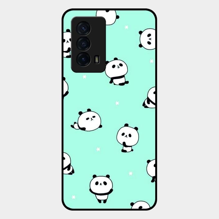 Cute Panda Blue Glass Case Cover For Iqoo Z5 5G