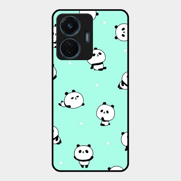 Cute Panda Blue Glass Case Cover For Iqoo Z6 Lite 5G