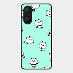 Cute Panda Blue Glass Case Cover For Iqoo Z9 Lite 5G