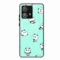 Cute Panda Blue Glass Case Cover For Motorola Edge 40 5G