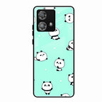 Cute Panda Blue Glass Case Cover For Motorola Edge 40 5G