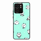 Cute Panda Blue Glass Case Cover For Motorola Edge 40