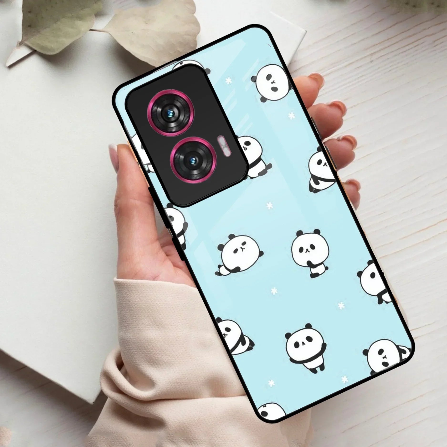 Cute Panda Blue Glass Case Cover For Motorola - ShopOnCliQ
