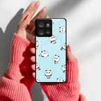 Cute Panda Blue Glass Case Cover For Motorola - ShopOnCliQ