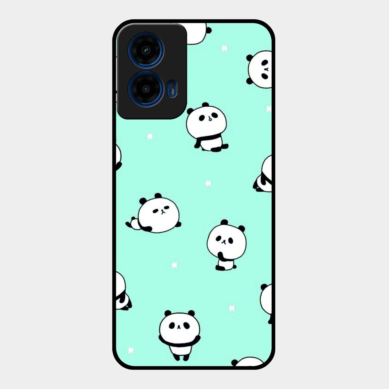 Cute Panda Blue Glass Case Cover For Motorola G45 5G