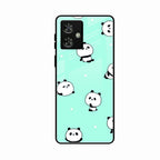 Cute Panda Blue Glass Case Cover For Motorola G64 5G