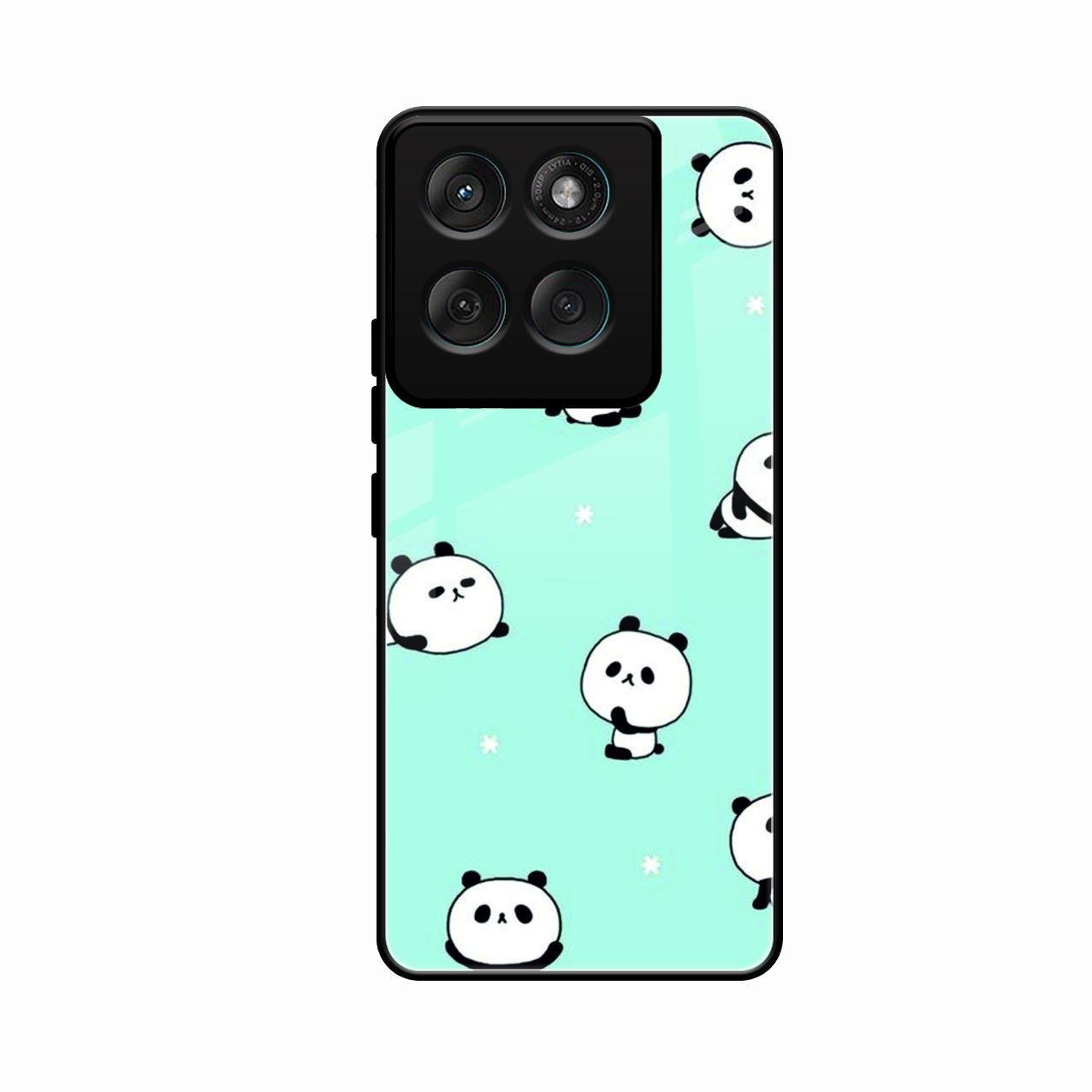 Cute Panda Blue Glass Case Cover For Motorola G67 Power 5G