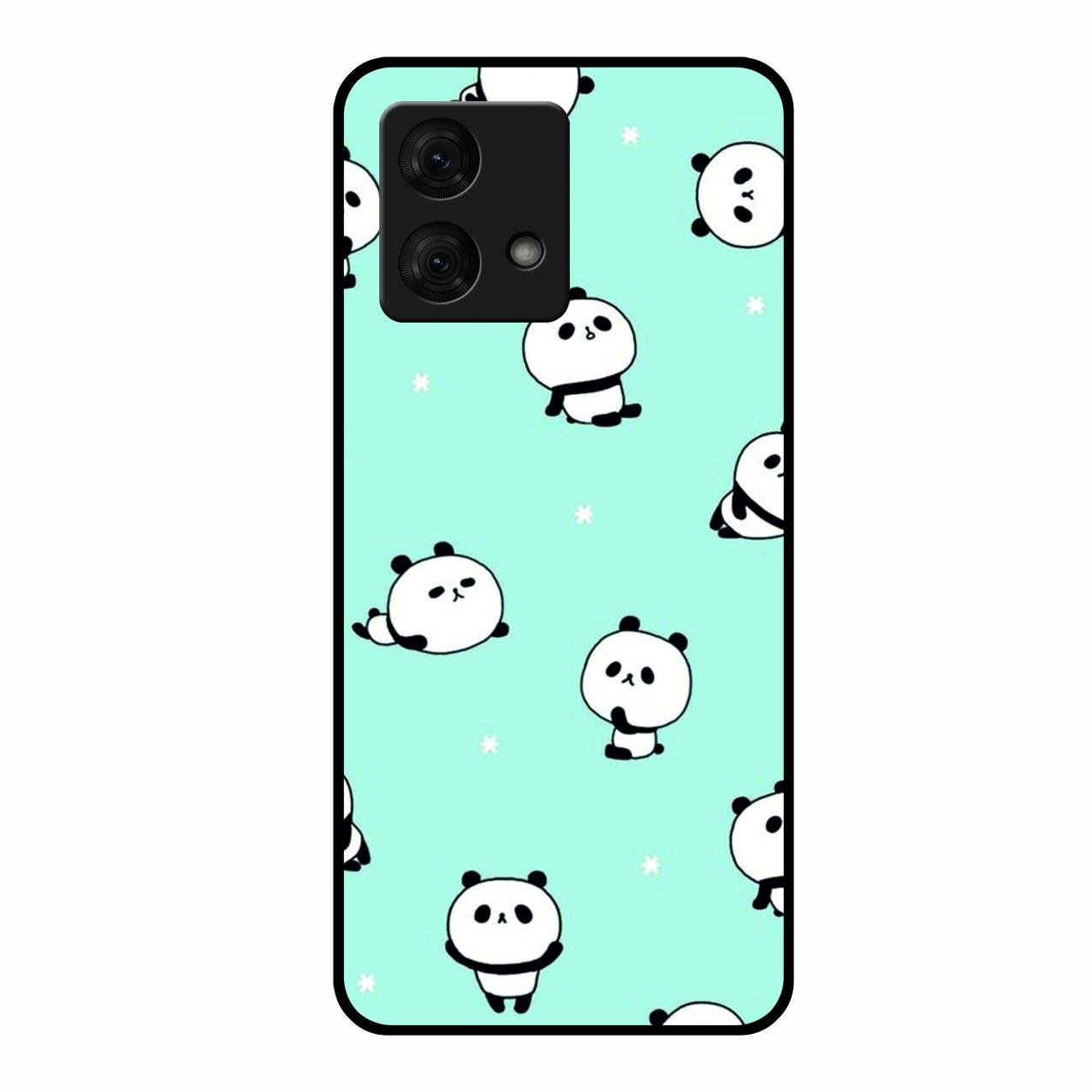 Cute Panda Blue Glass Case Cover For Motorola g84 5G
