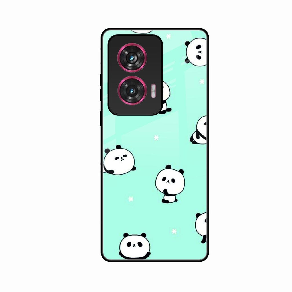 Cute Panda Blue Glass Case Cover For Motorola G85 5G