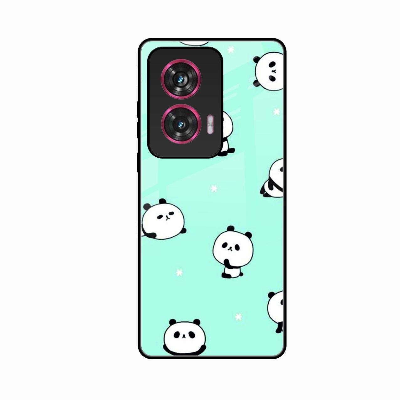 Cute Panda Blue Glass Case Cover For Motorola G96 5G