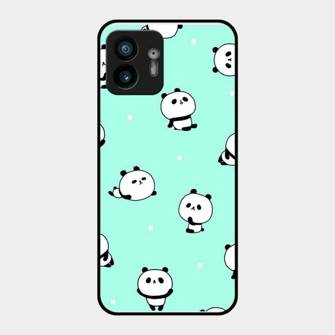 Cute Panda Blue Glass Case Cover For Nothing Phone 2
