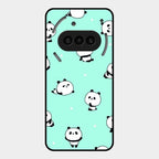 Cute Panda Blue Glass Case Cover For Nothing Phone 3A 5G