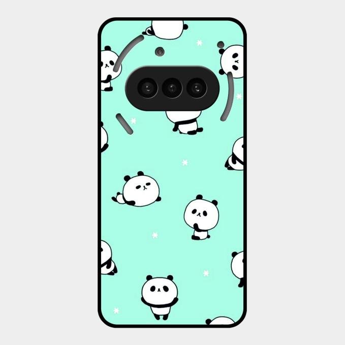Cute Panda Blue Glass Case Cover For Nothing Phone 3A 5G