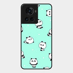Cute Panda Blue Glass Case Cover For Oneplus 10R 5G