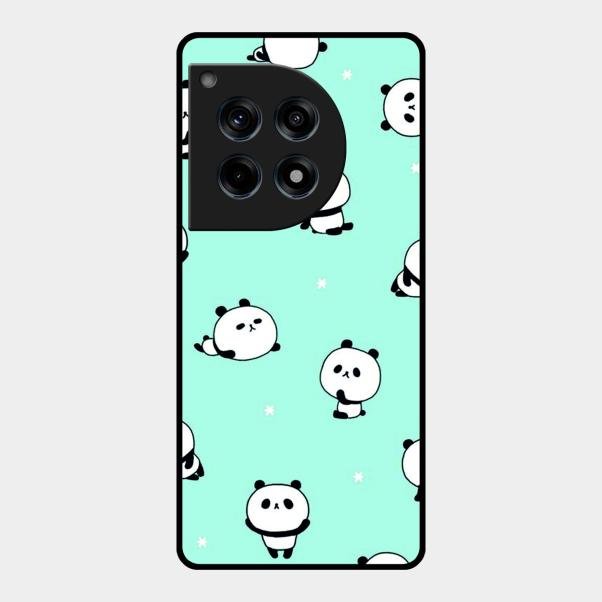 Cute Panda Blue Glass Case Cover For Oneplus 12R 5G