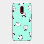 Cute Panda Blue Glass Case Cover For Oneplus 7