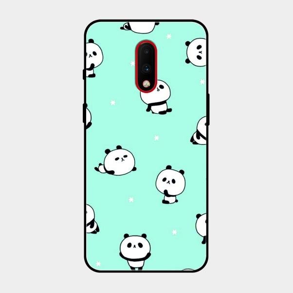 Cute Panda Blue Glass Case Cover For Oneplus 7