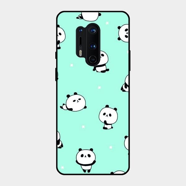 Cute Panda Blue Glass Case Cover For Oneplus 8 Pro