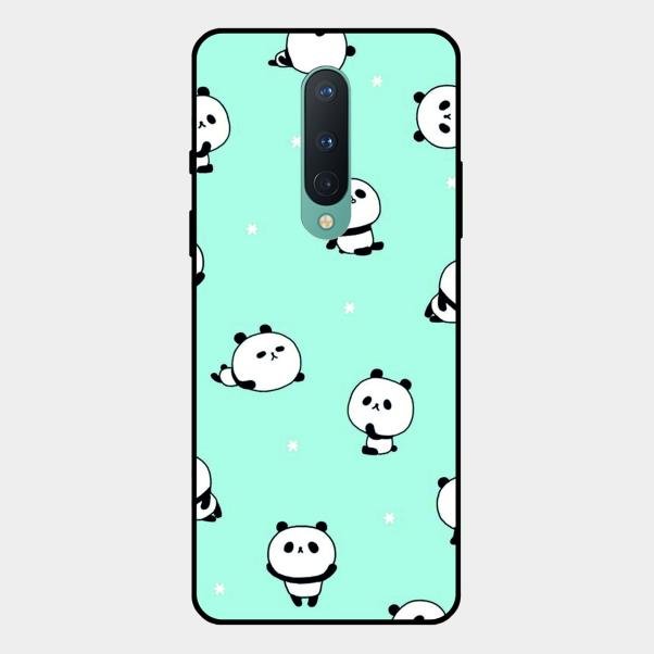 Cute Panda Blue Glass Case Cover For Oneplus 8