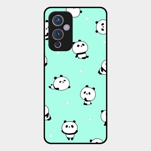 Cute Panda Blue Glass Case Cover For Oneplus 9 5G