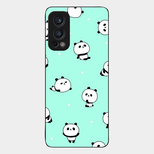 Cute Panda Blue Glass Case Cover For Oneplus Nord 2 5G