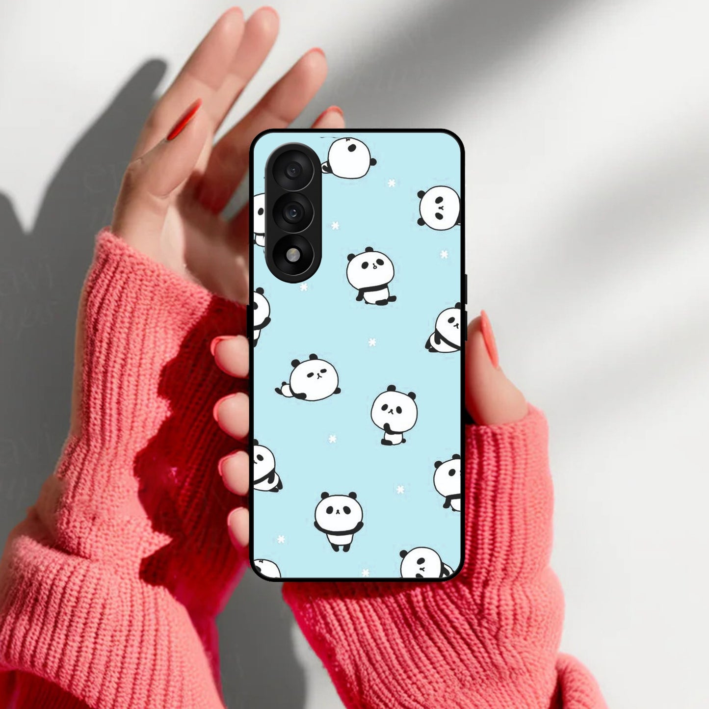 Cute Panda Blue Glass Case Cover For Oneplus