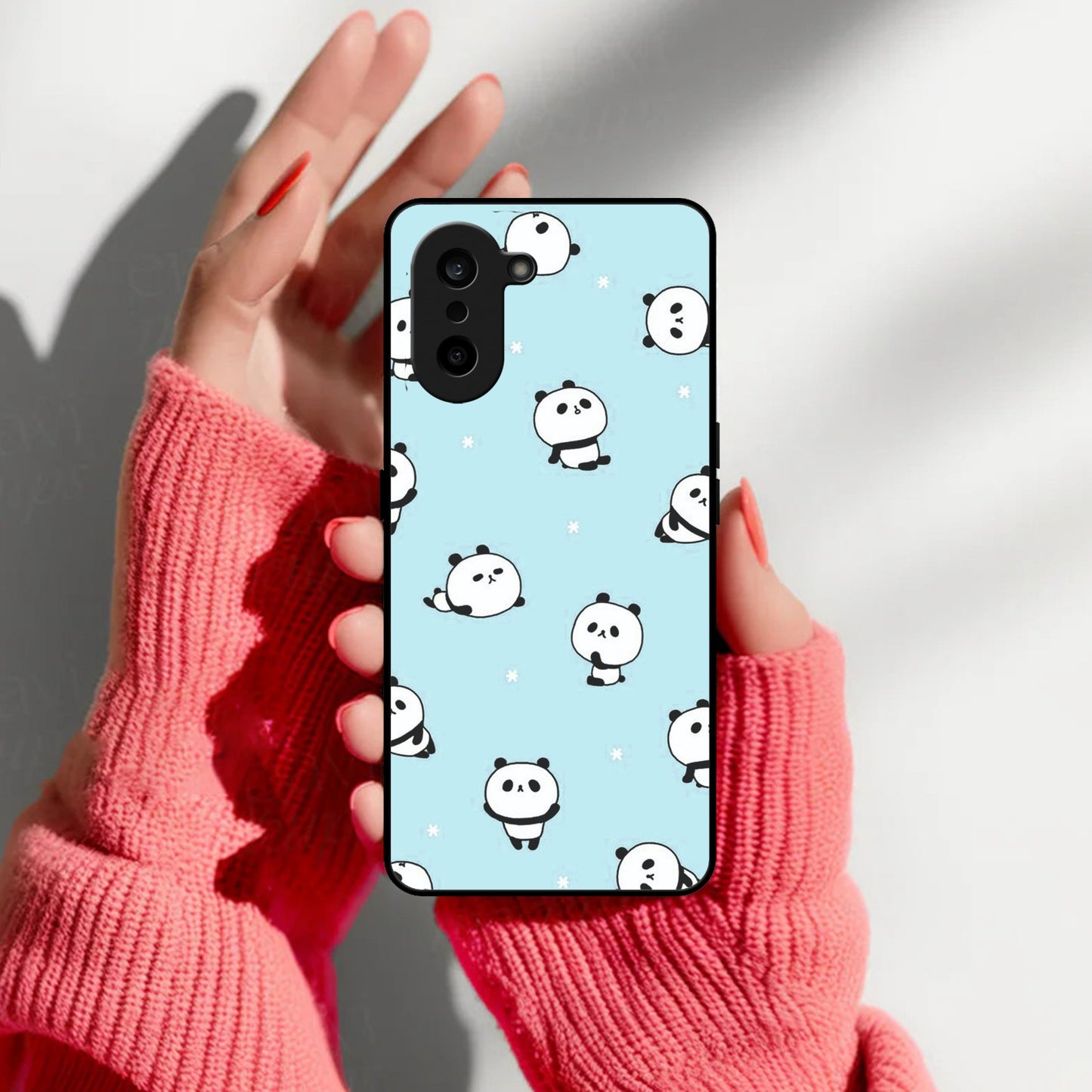 Cute Panda Blue Glass Case Cover For Oneplus